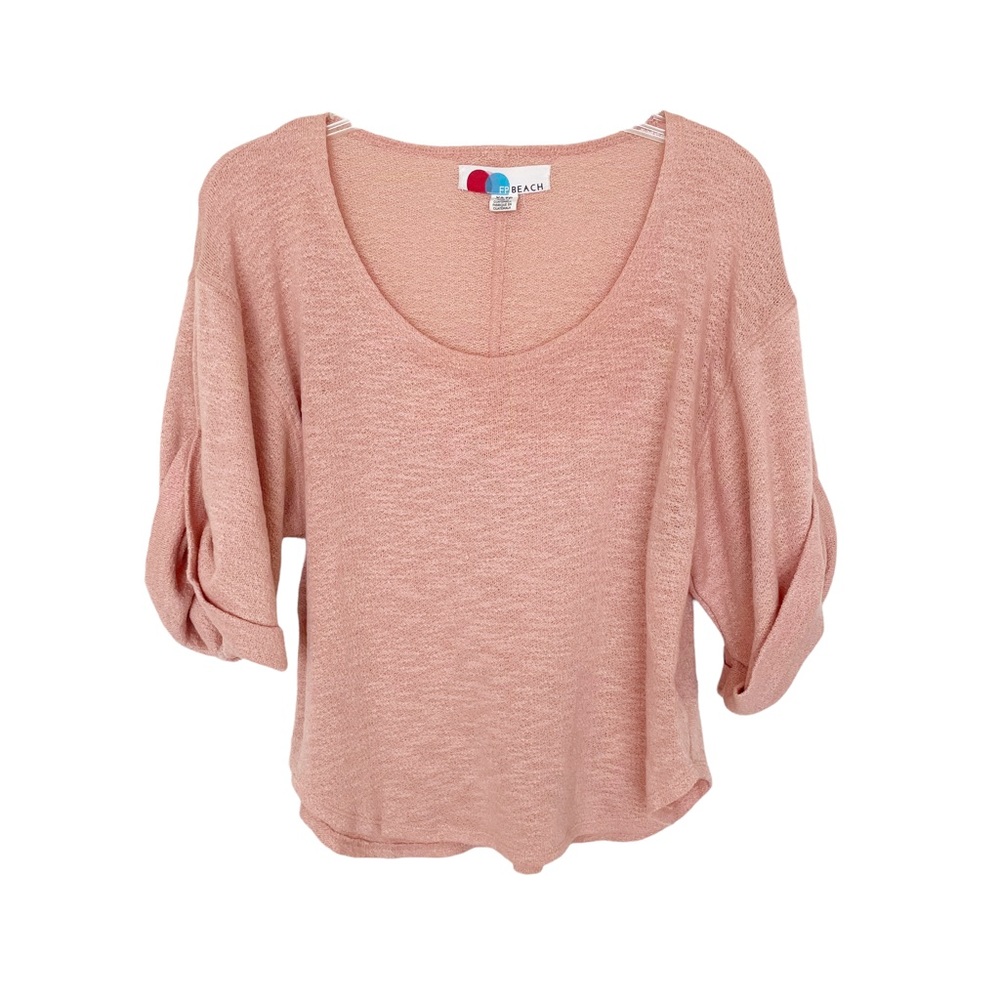 Free People FP Beach Short Sleeve Sweater Oversized Peach